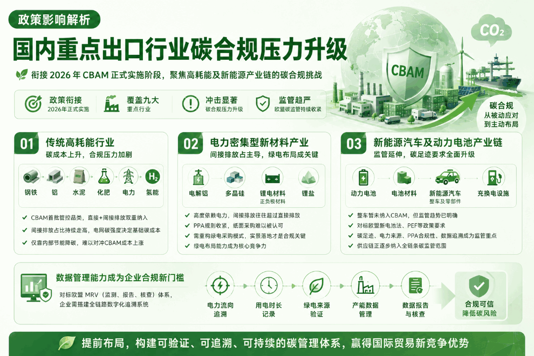 国内重点出口行业碳合规压力