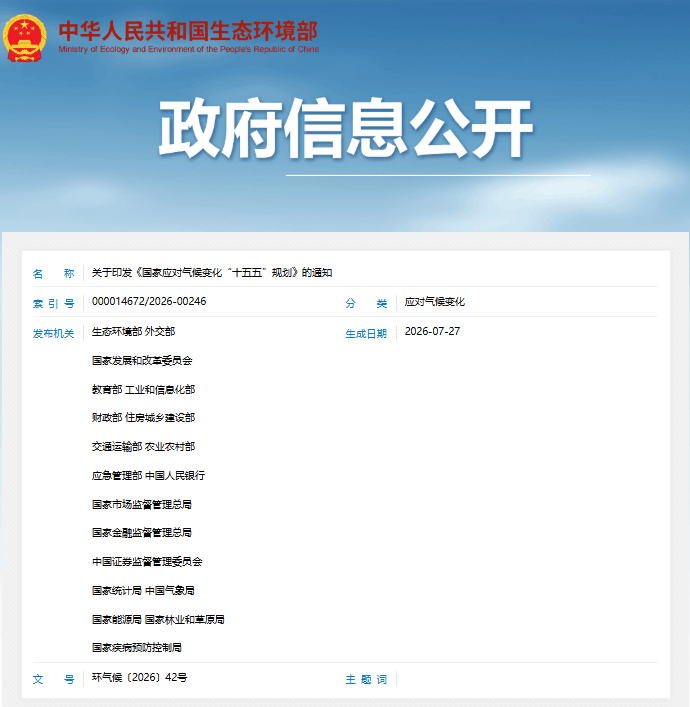 国家应对气候变化“十五五”规划